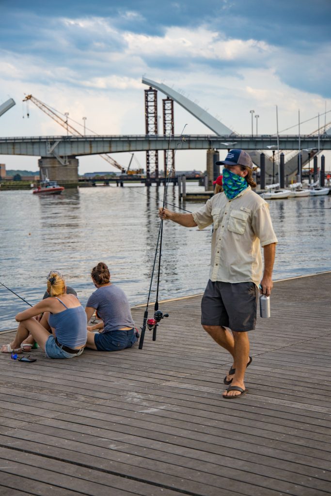 Riverkeeper Trey at a Friday Night Fishing program.